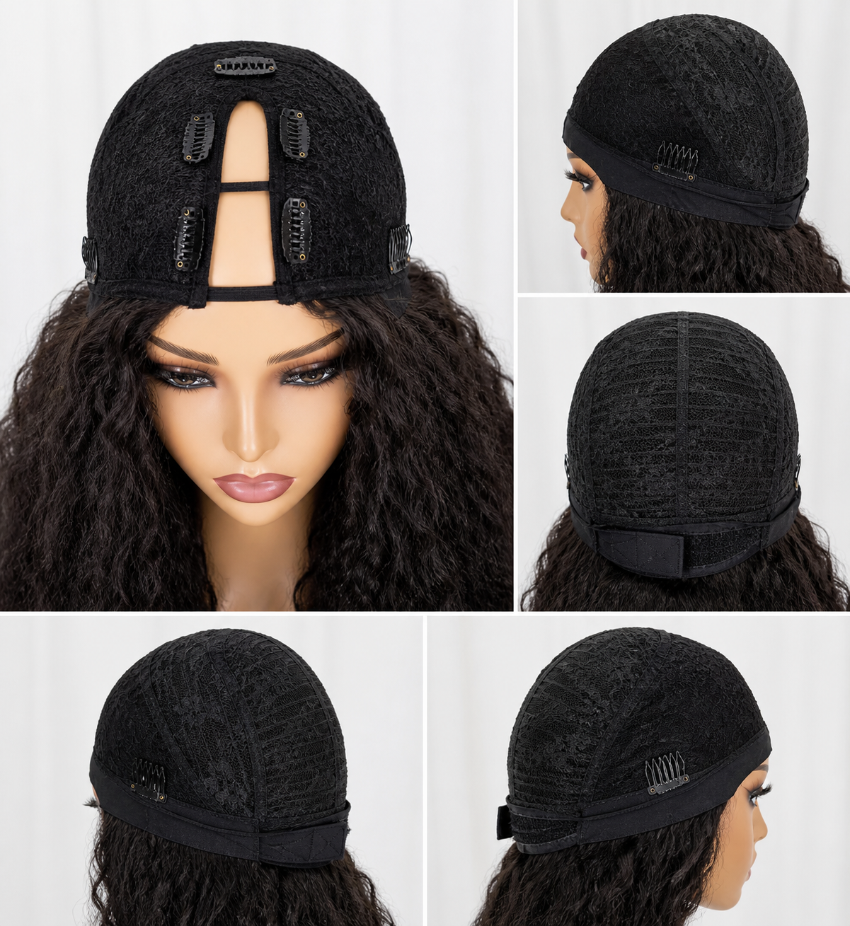 dvn AMANI – Perruque U-part 20" Noir naturel (bouclé, effet naturel)