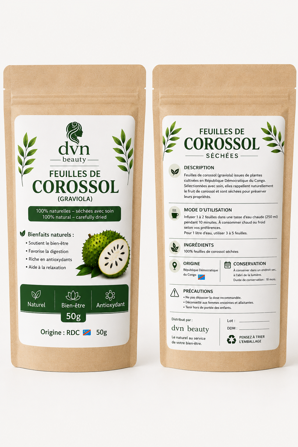 Feuilles de Corossol (Graviola) 100% Naturelles – 50g| dvnbeauty