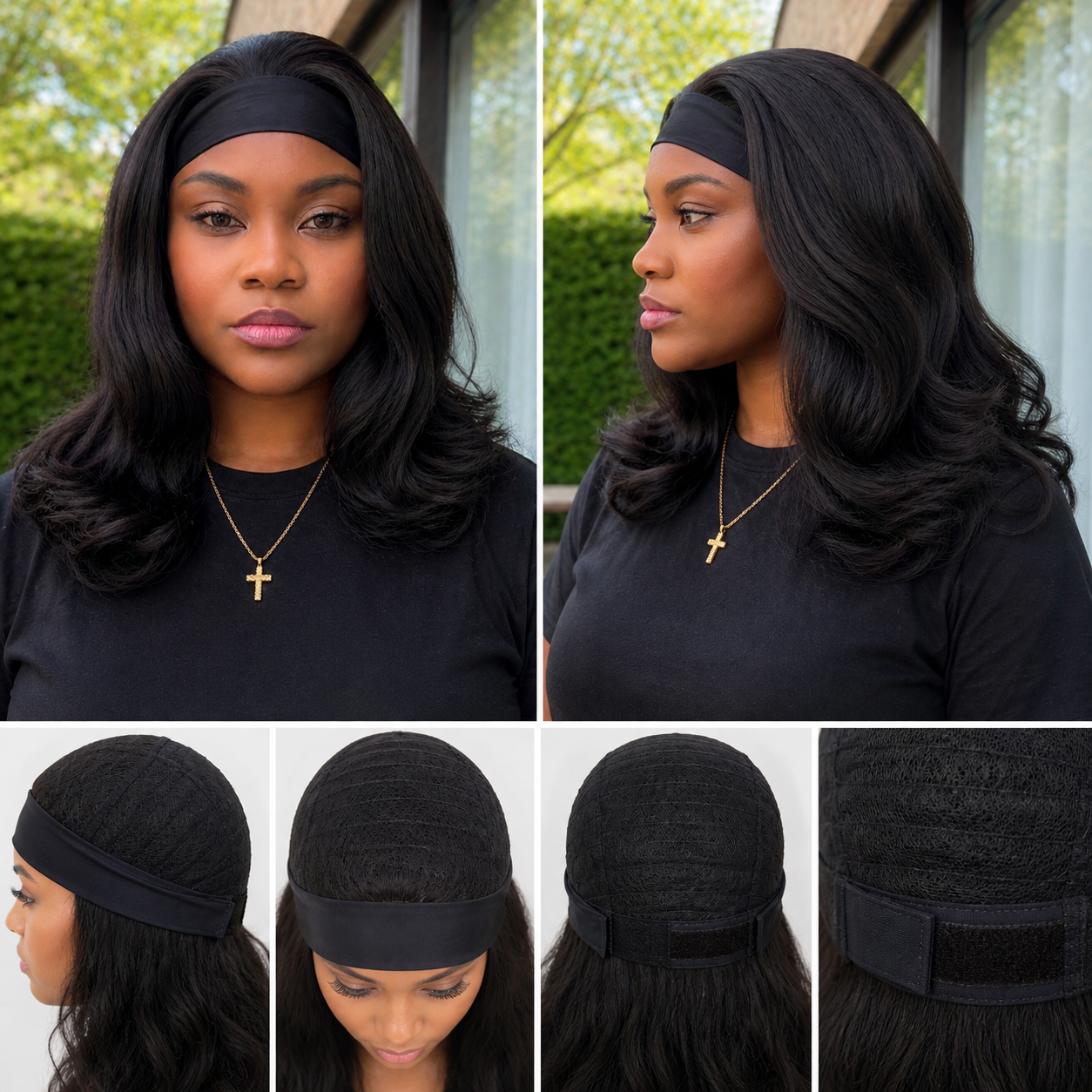 dvn RANIA – Perruque ondulée avec bandeau 18 pouces effet naturel