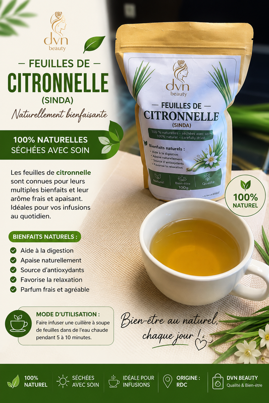 Feuilles de Citronnelle Séchées DVN Beauty – 100g