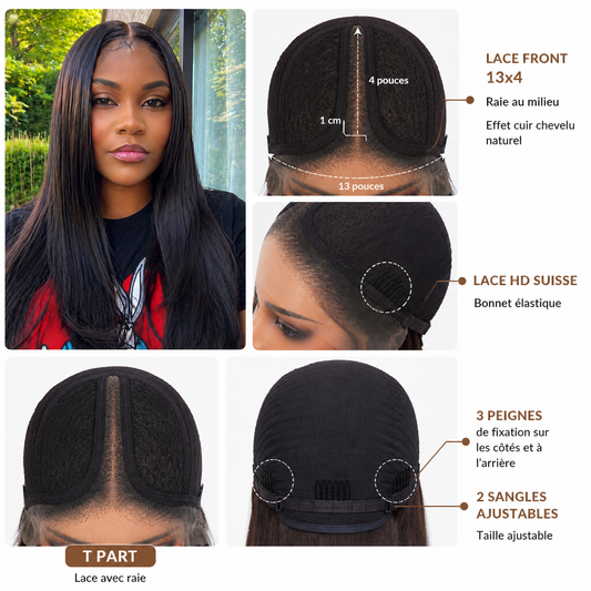 dvn SOFIA – Perruque synthétique lisse T-Part effet naturel